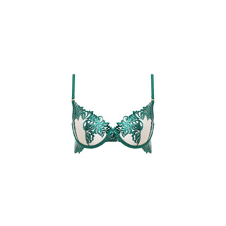 Underwire Bra Lingerie piece with no model or mannequin in color Green on a white background
