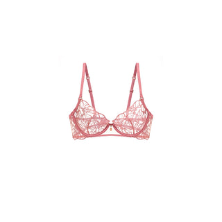 Lingerie Underwire Plunge Bra suspended in the air on a white background