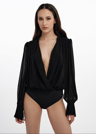 black blouse with accessories