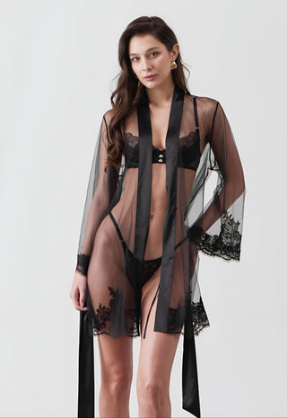 black short transparent robe