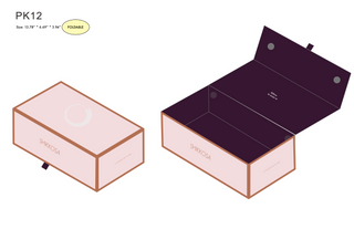 Pink and black shoe box with 'Skechers' branding on a white background