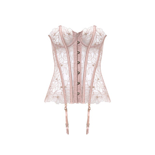 Lace lingerie corset with straps on a white background